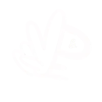 a white logo with the letter v on it